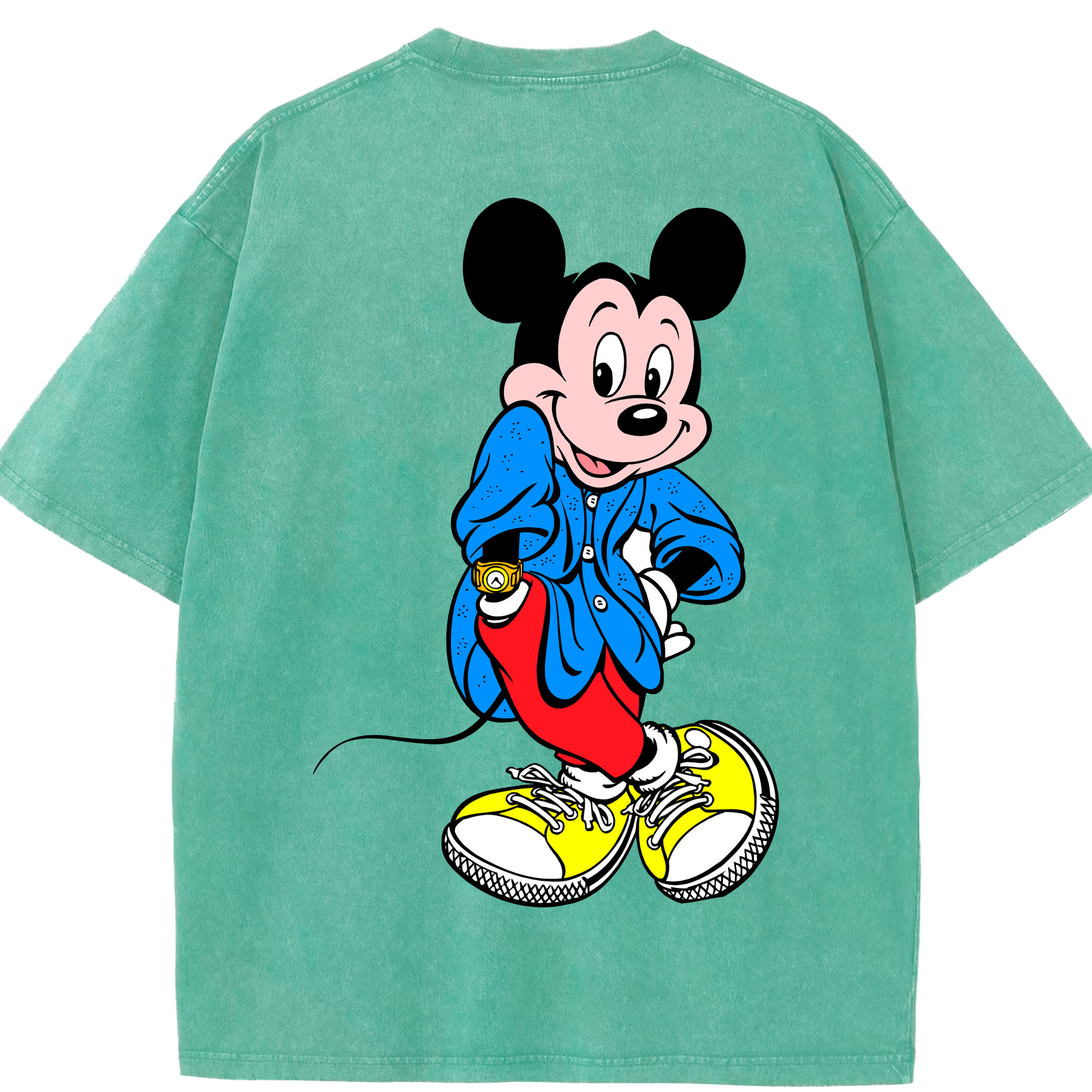 （画像用） ミッキーマウス Mickey Mouse 綿100% ヴィンテージ風 半袖Tシャツ（背面プリント）